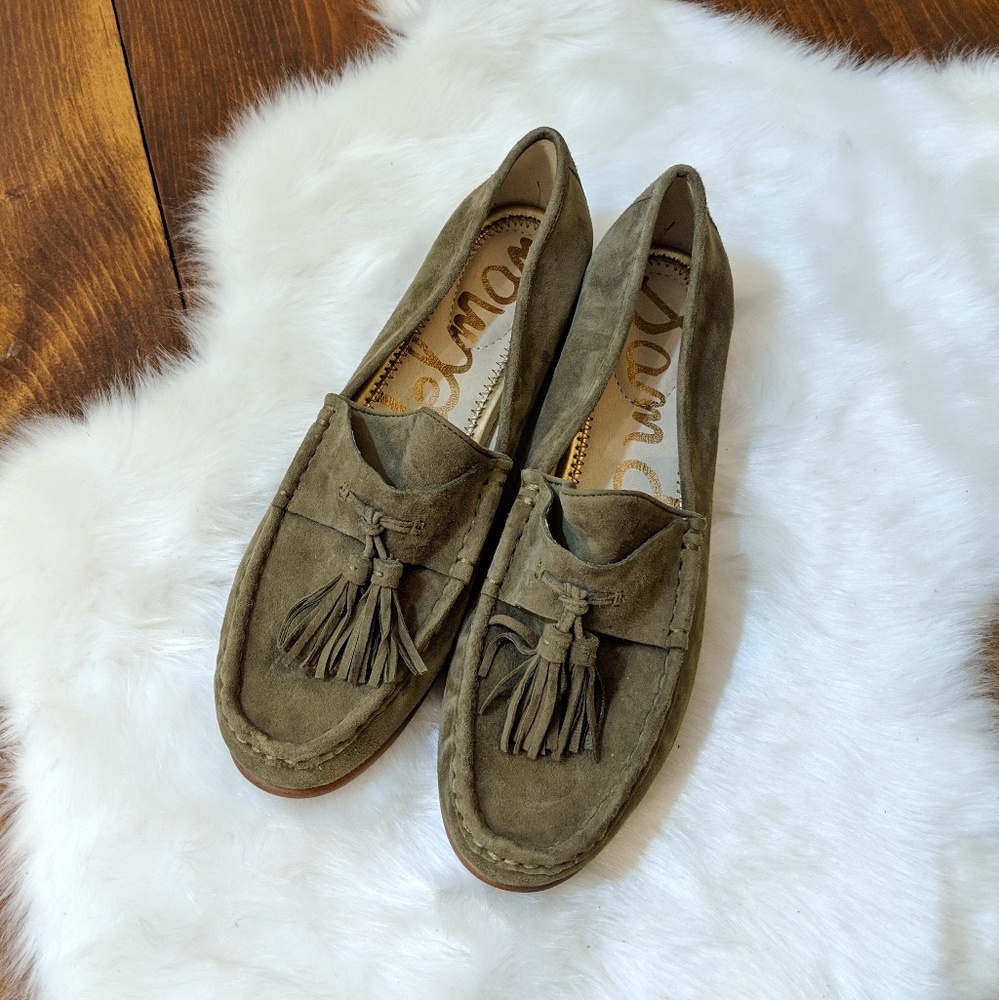 Sam Edelman Olive Green Tassel Loafers